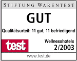 Stiftung Warentest - Wellnesshotels - Qualit&auml;tsurteil GUT 